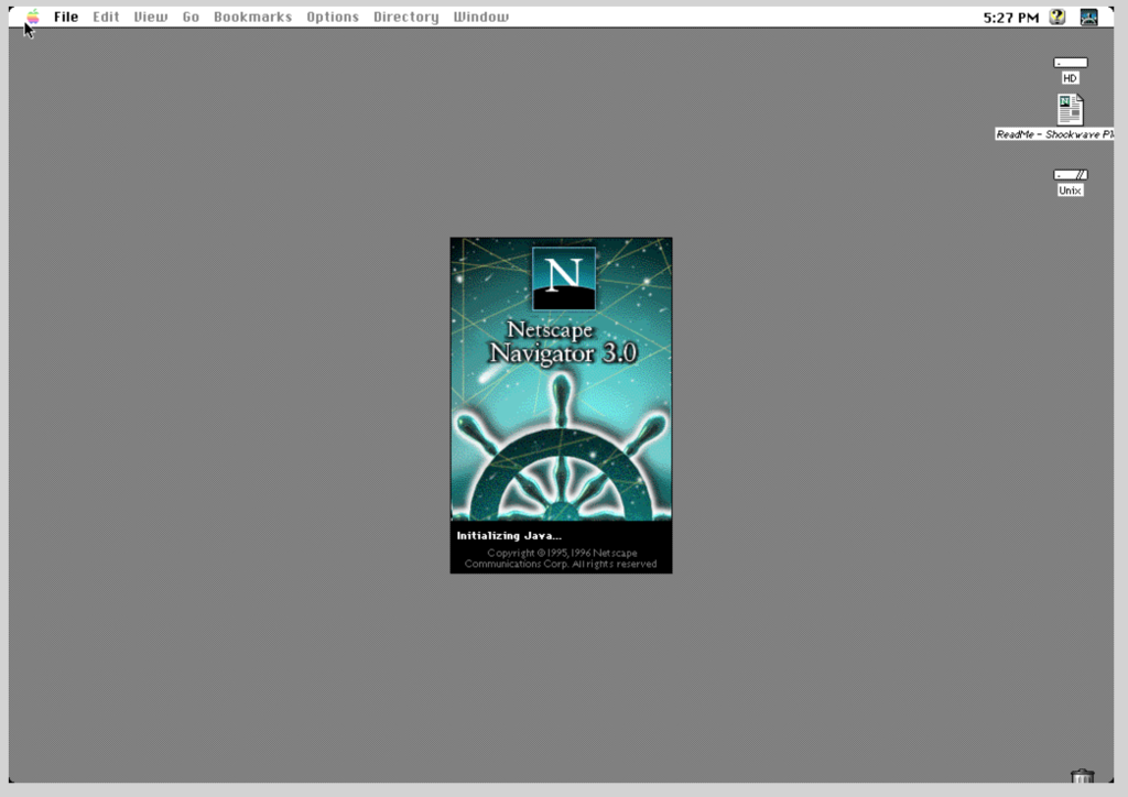 Netscape Navigator3.0の起動中の画面