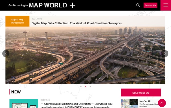 オウンドメディアサイト制作 - ジオテクノロジーズ株式会社 「MAP WORLD＋」英語版